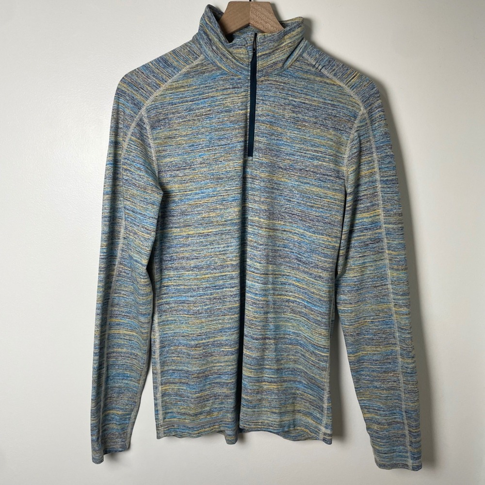Lululemon Quarter Zip Pullover Mens M Blue Space Dye Long Sleeve Activewear